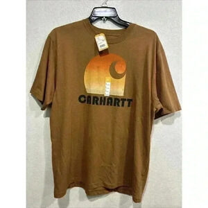 New Carhartt Loose fit Heavyweight Short Sleeve Brown Graphic T-shirt Cotton L